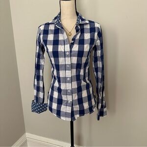 Blue and White Checkered Button-Up Shirt
